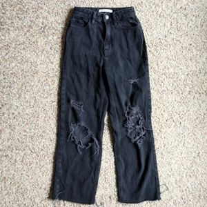 Pacsun 90's Boyfriend Wide Leg Distressed Black Jeans Size 22